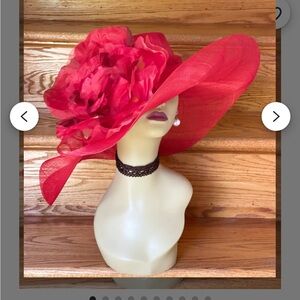 Kentucky Derby Red Floral Women's Hat